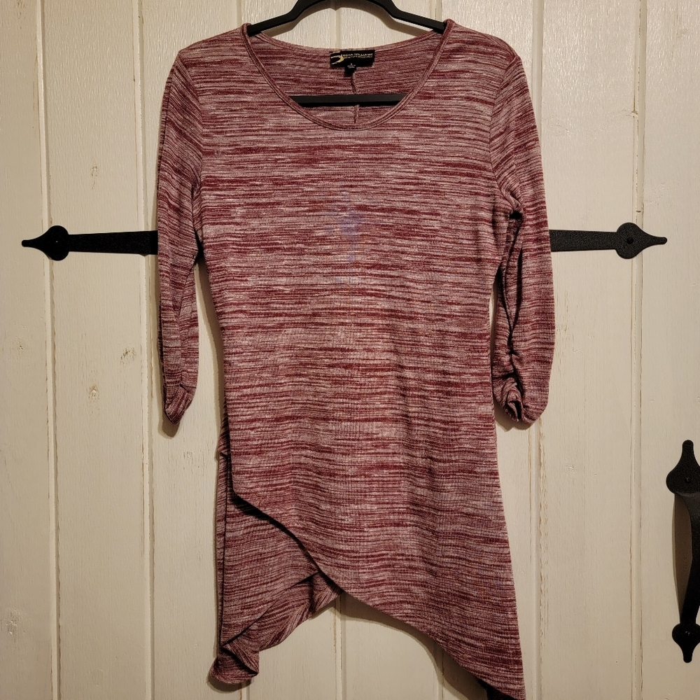 Serena Williams Womens Top Tunic Asymmetrical Hem Burgundy Size Small